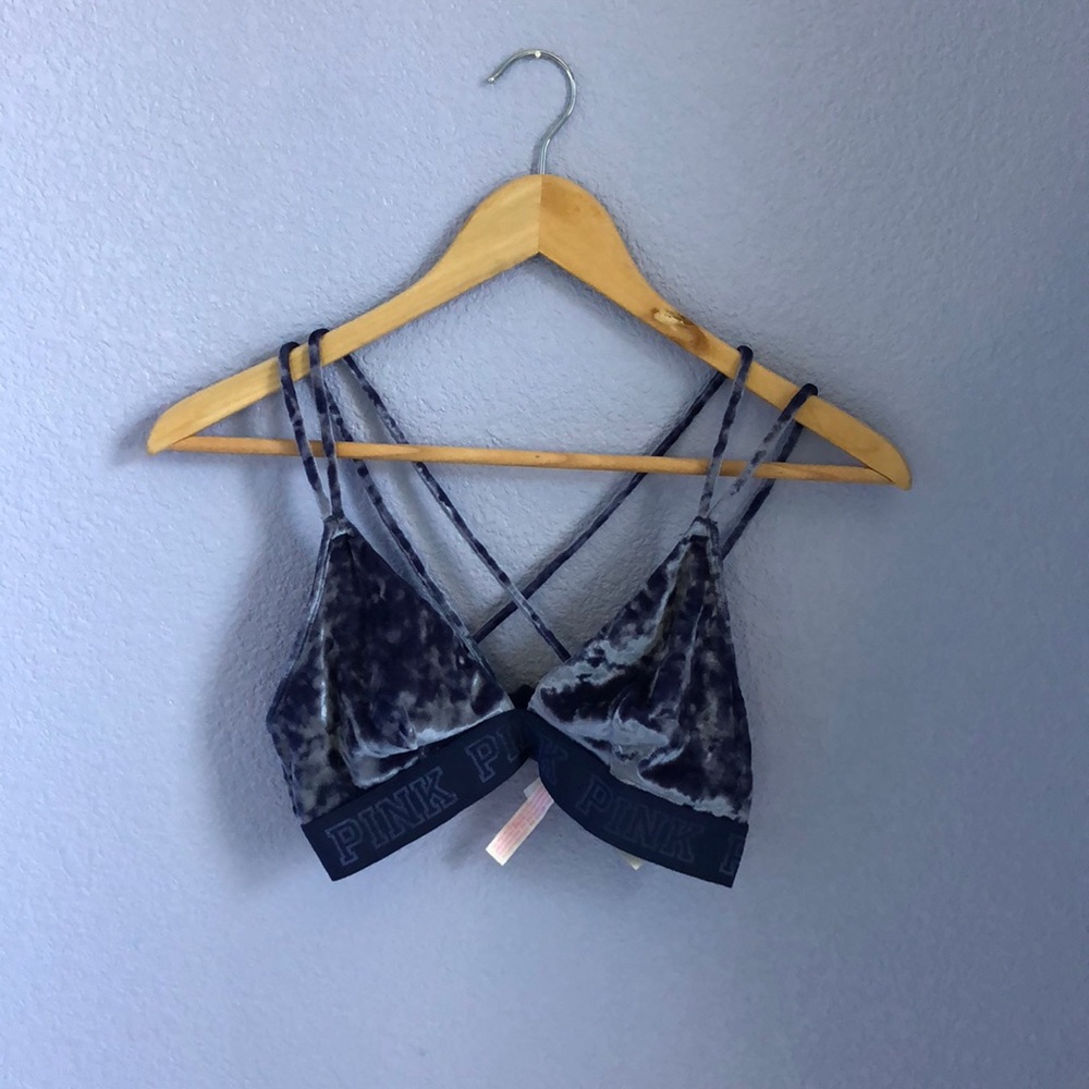 PINK/VS blue velvet bralette - Picture 1 of 2